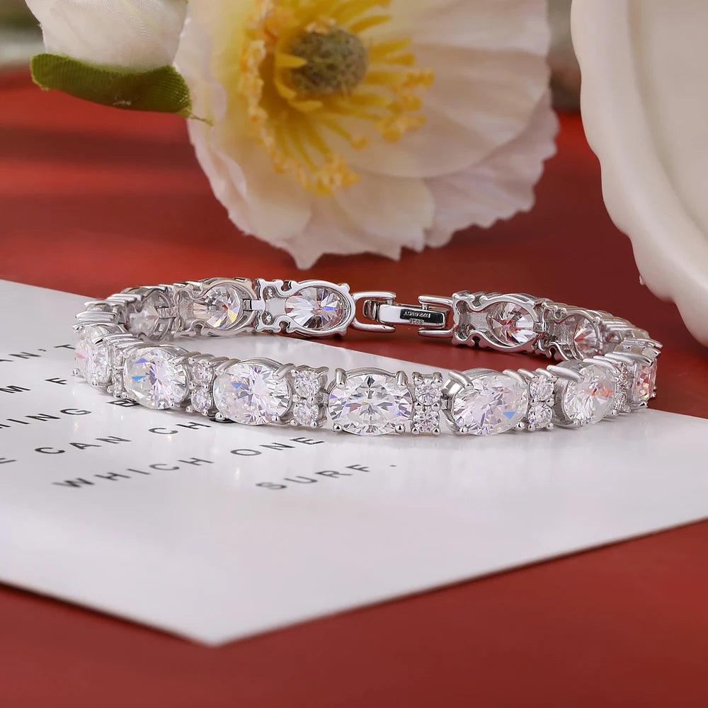 Oval & Round Moissanite Tennis Bracelet GRA Casual Luxury