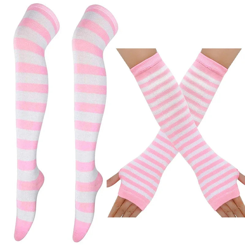 Multicolor Striped Thigh High Stockings for Women & Girls | Over The Knee Long Socks