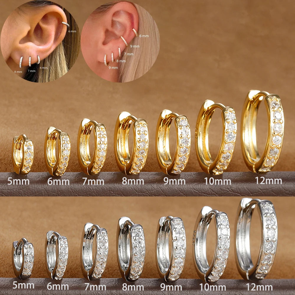 Crystal Zirconia Huggie Hoop Earrings Cartilage