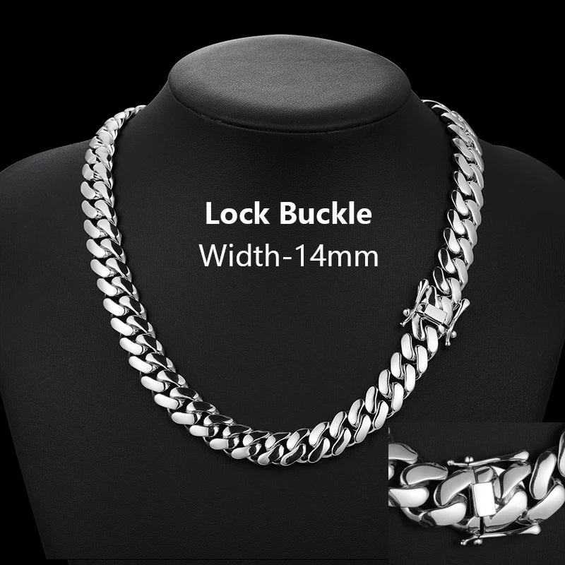 S925 Silver 18K Gold Miami Cuban Link Chain Necklace for Men