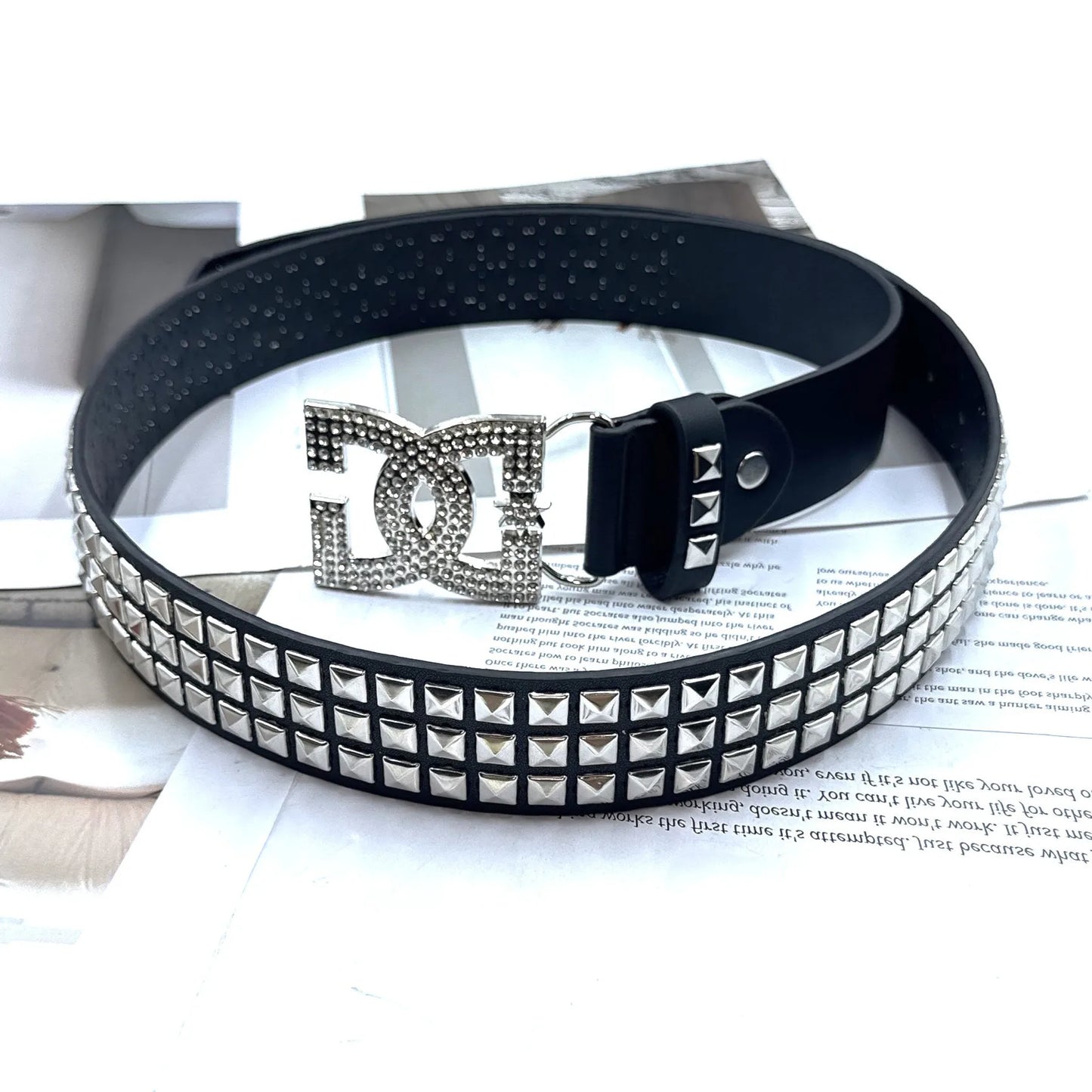 Rhinestone Rivet Leather Belt – Punk Women's