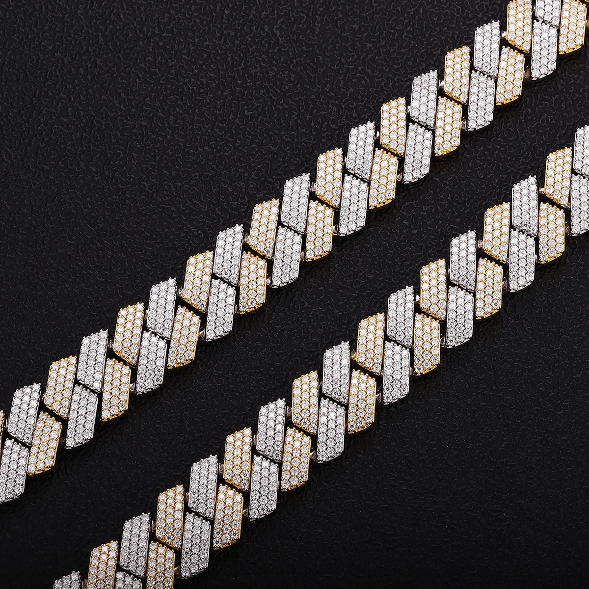 Provence Two-Tone S925 Moissanite Cuban Bracelet Men
