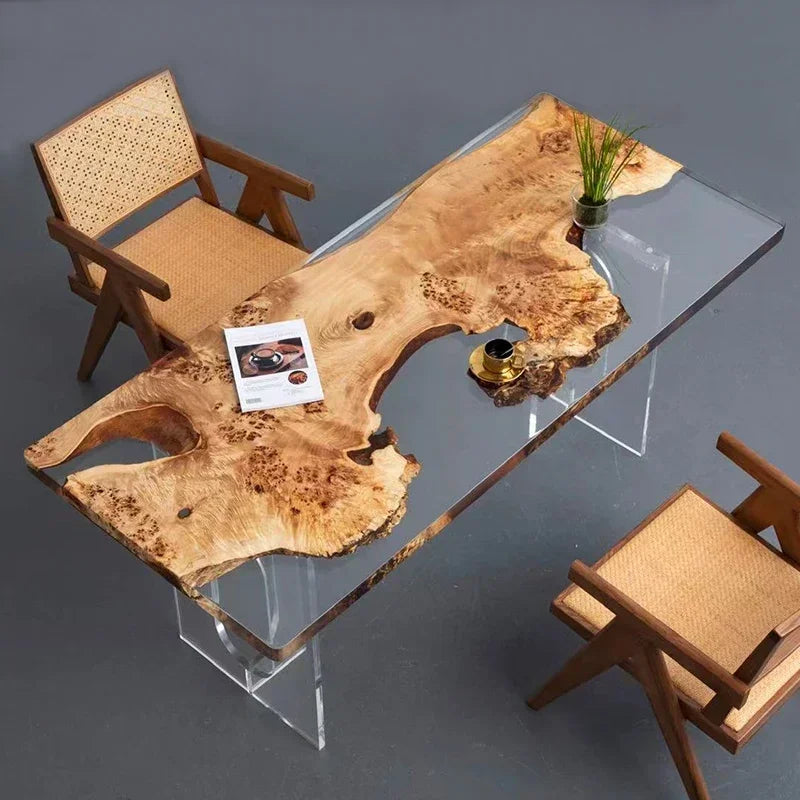 Teglex Epoxy Crystal Coffee Table | Live-Edge Solid Walnut & Rosewood