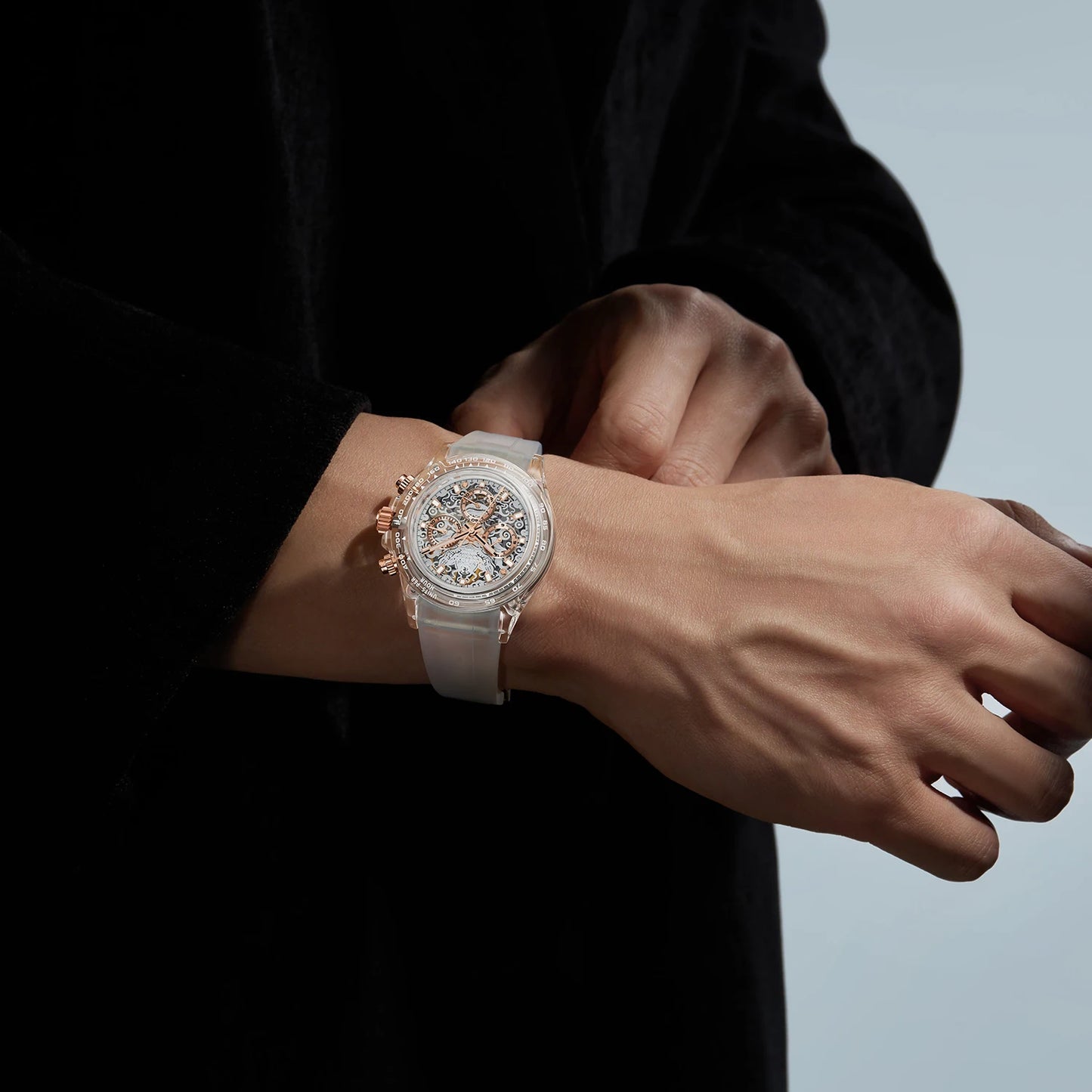 CEBRODZ Crystal Chronograph High-transparency Sapphire Mechanical Watch for Men Luxury Lightweight Wristwatches 165122A