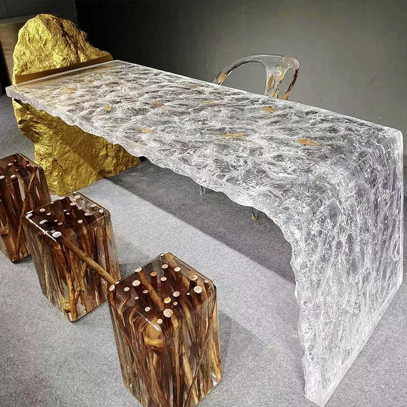 Teglex Epoxy Crystal Coffee Table | Live-Edge Solid Walnut & Rosewood