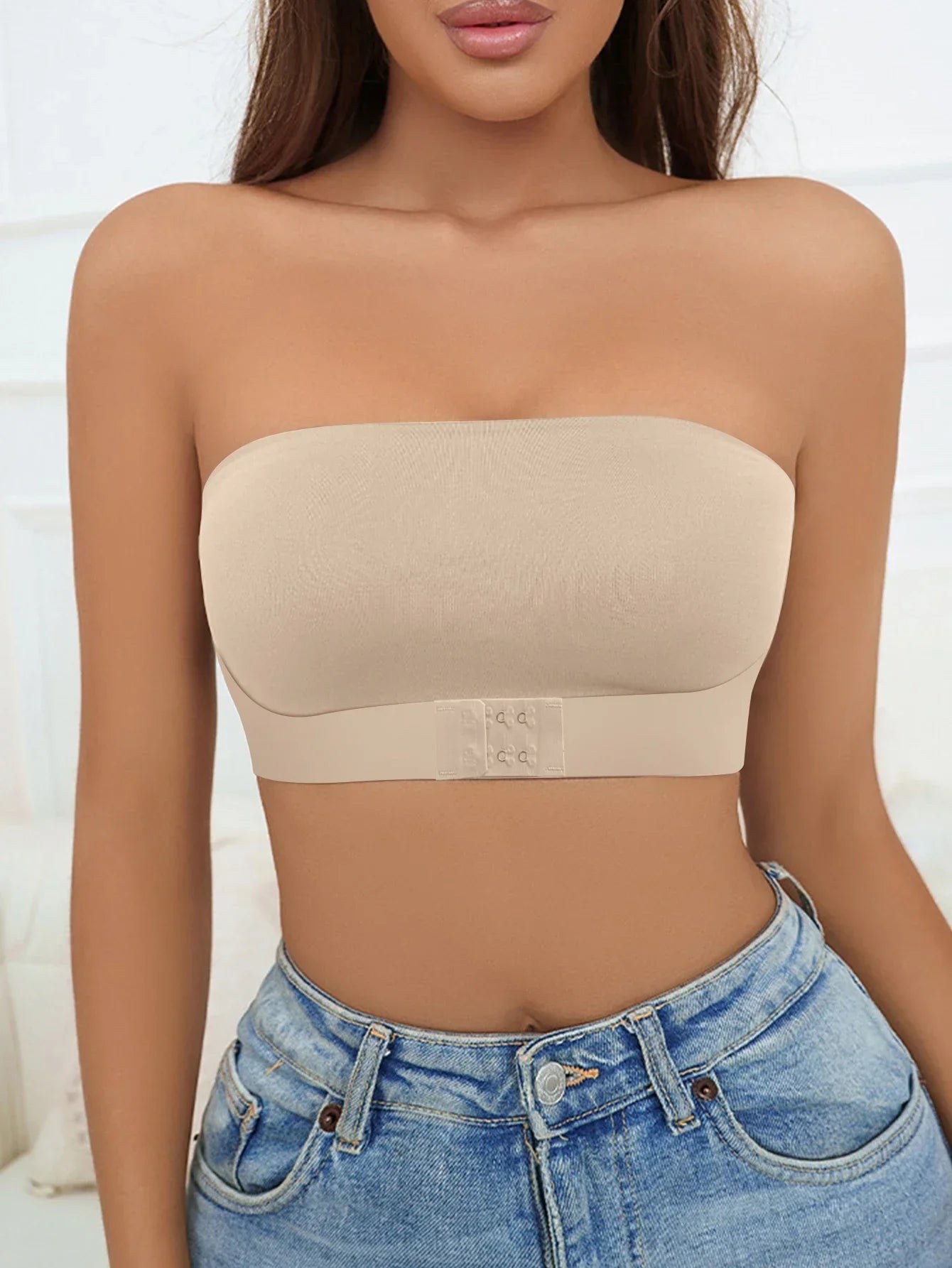 Women's Strapless Seamless Front Button Bra Smooth Comfort