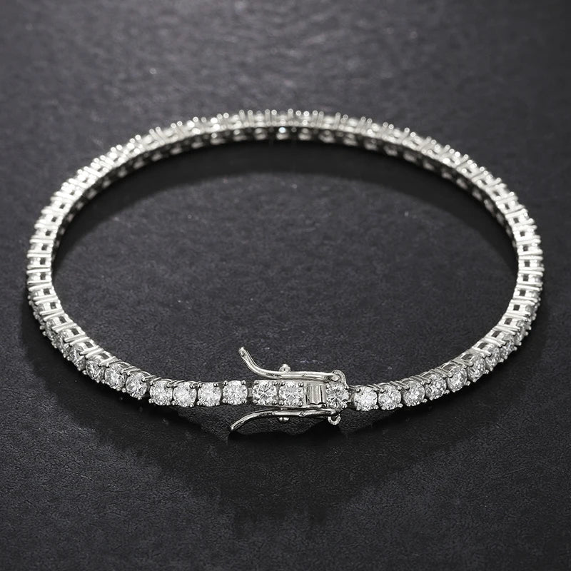 TUHE Unisex Moissanite Tennis S925 Necklace VVS1 Moissanite Tennis Chain S925 Silver For Men Women Gift Pass Diamonds Test - Teglex