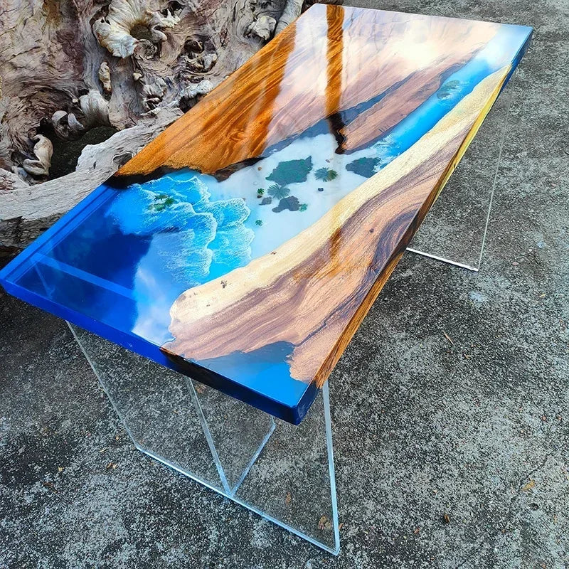 Teglex Epoxy Crystal Coffee Table | Live-Edge Solid Walnut & Rosewood