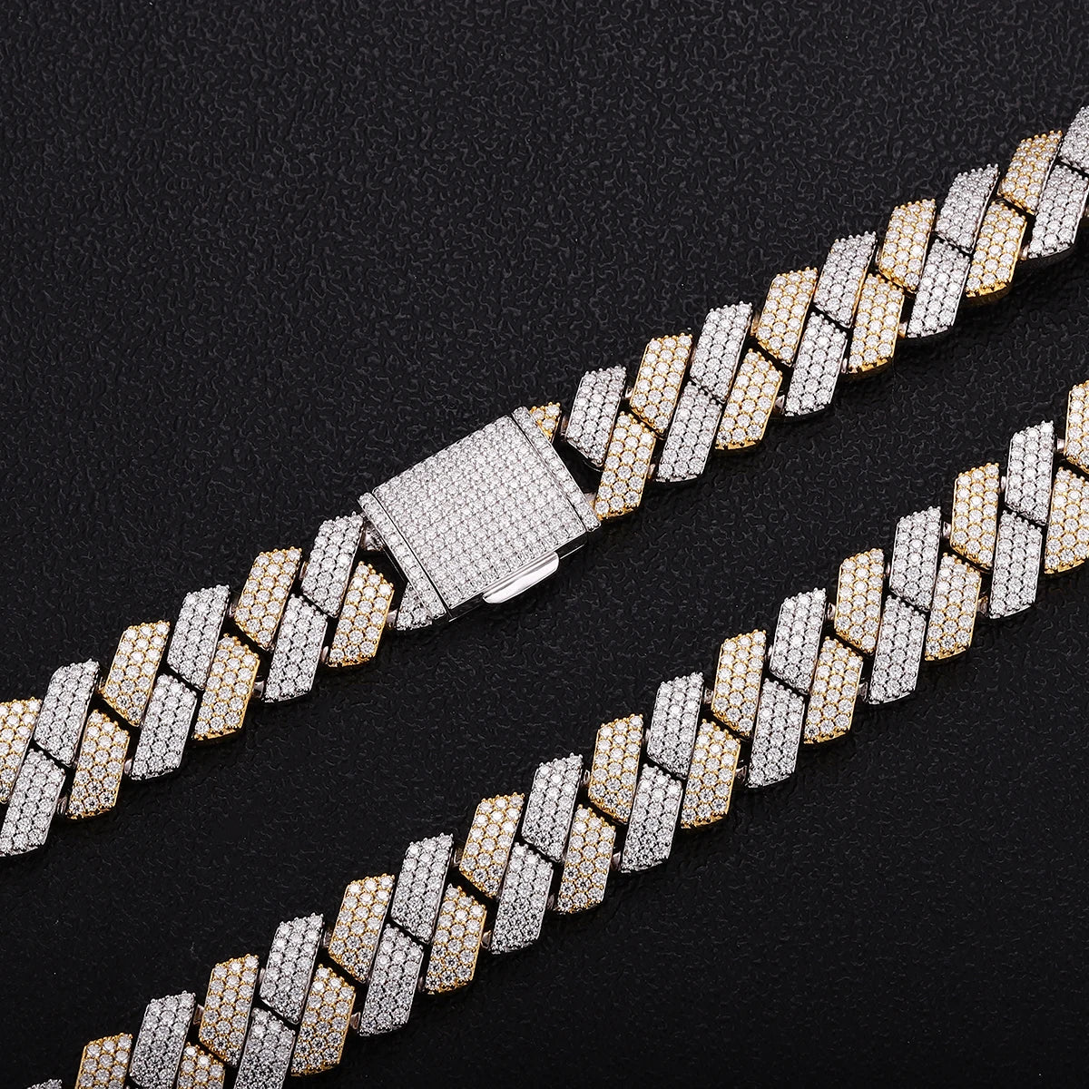 Provence Two-Tone S925 Moissanite Cuban Bracelet Men