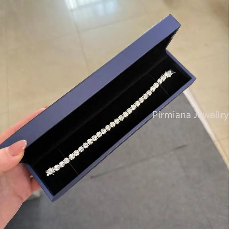 Pirmiana 18k White Gold 1ct Each Round D VS1 Lab Grown Diamond Tennis Bracelet Engagement for Women