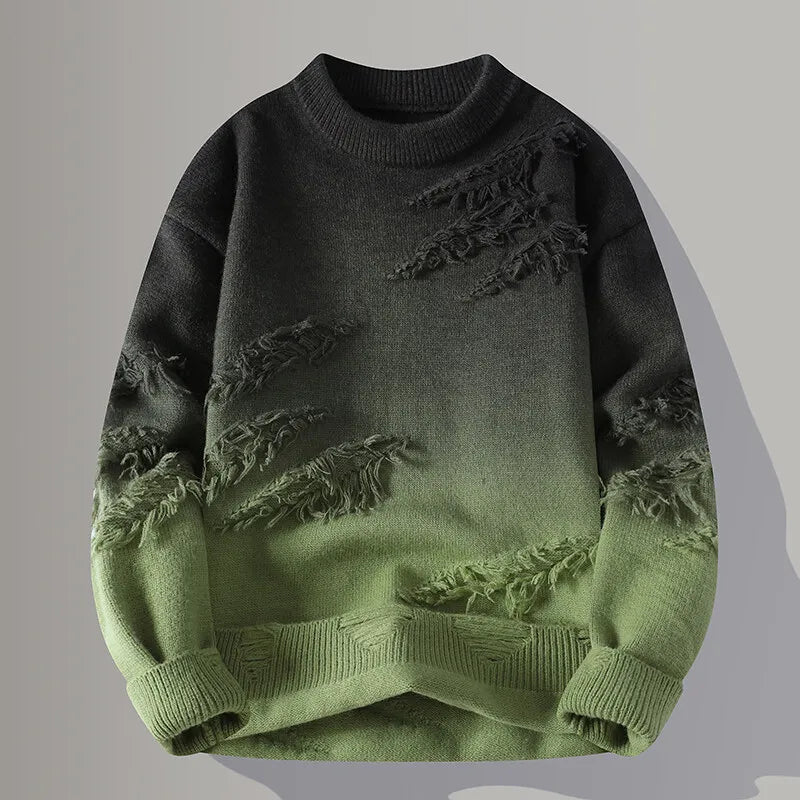 Men's Thick O-Neck Wool Knit Heavy Pullover Sweater