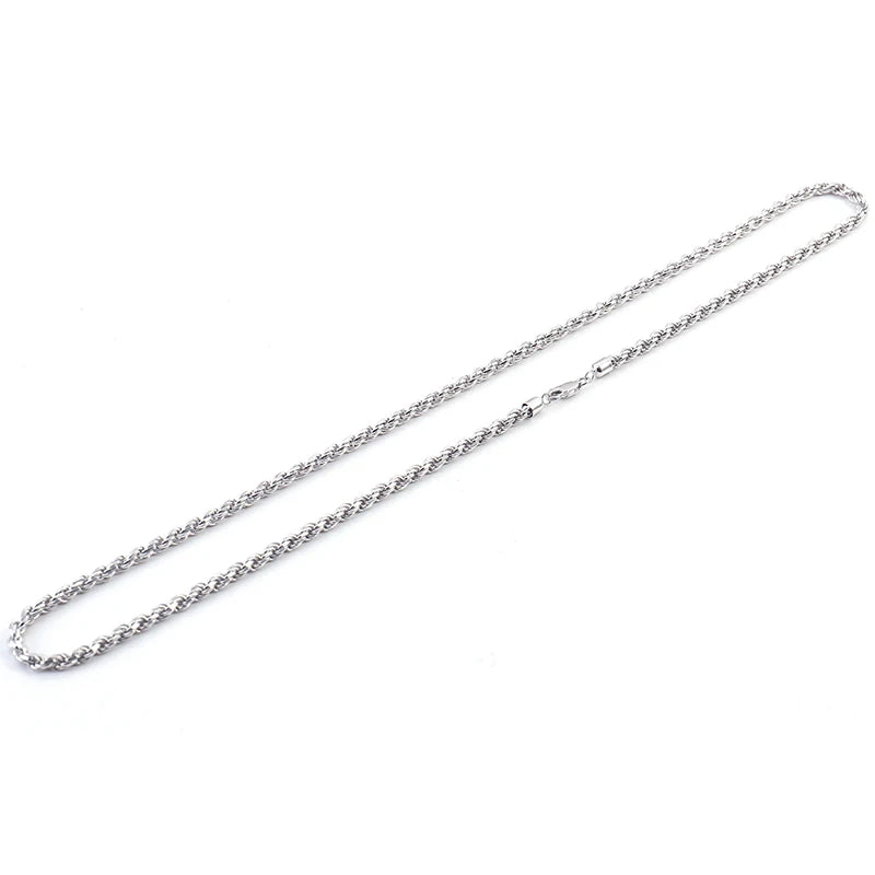 Twisted Chain Necklace 8 Inch S925 Silver Choker Twisted Necklace Miami Rope Chain