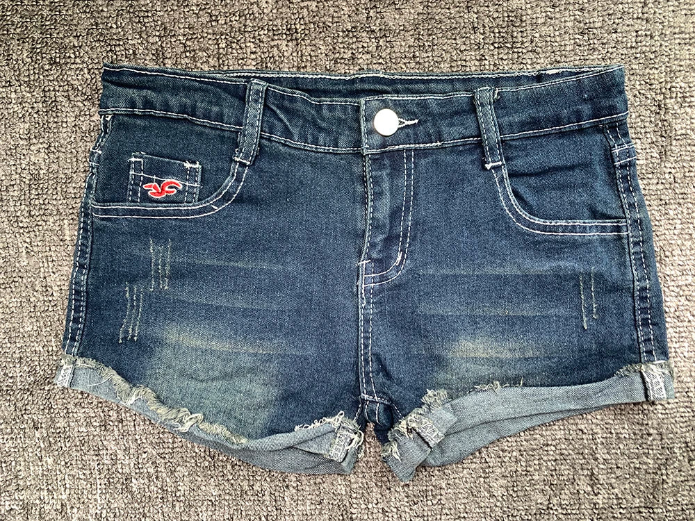 Women's Low Waist Denim Shorts | Embroidery Slim Fit