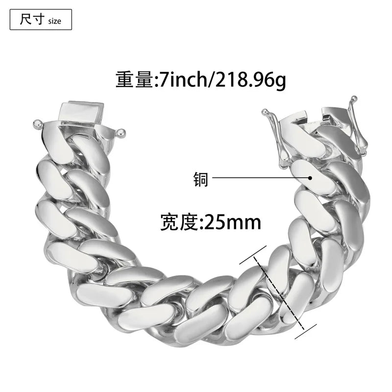 25mm Rhombus Cuban Link Chain Necklace Hip Hop