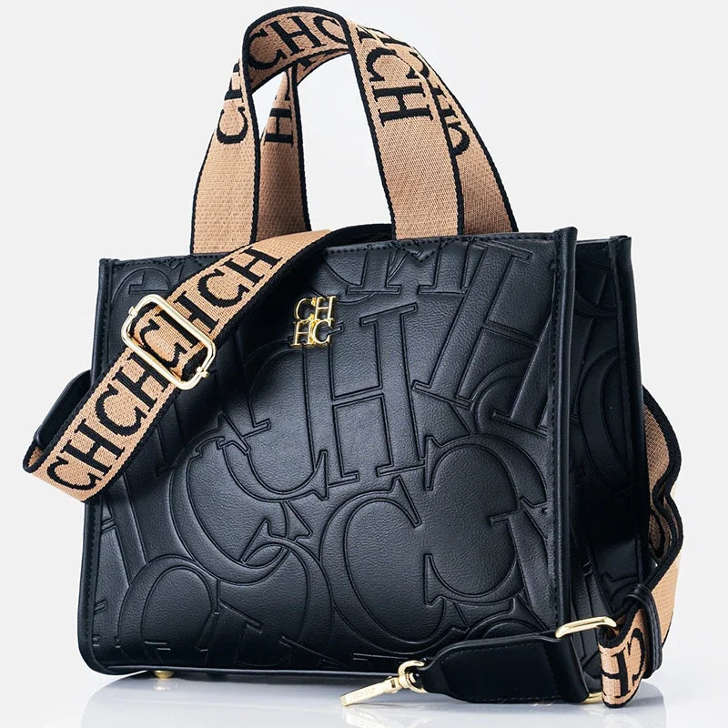 Monogram Print Metal Logo Women's Luxury Handbag