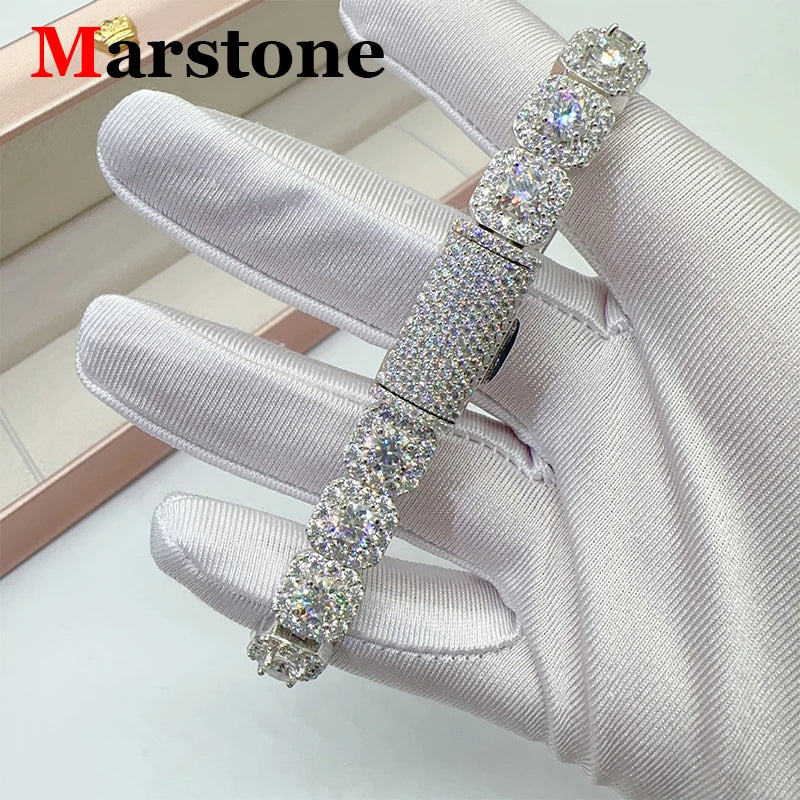 10mm Full Moissanite Diamond Cuban Chain Bracelet Hip Hop Jewelry S925 Silver Bracelets Pass Tester with Gra for Men Women - Teglex