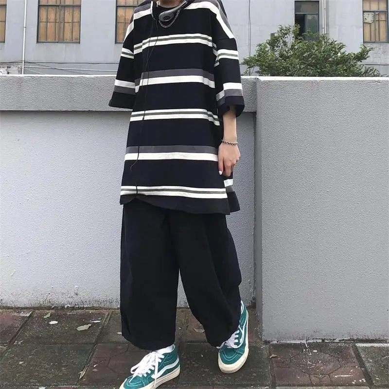 Men's Vintage Striped T-Shirt Mens Casual Summer Tee