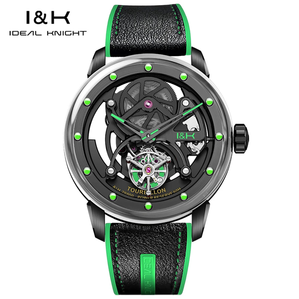 IDEAL KNIGHT Real Tourbillon Watches for Men High-end Luxury Transparent Hollowed Fully Automatic Mechanical Wristwatch 6809