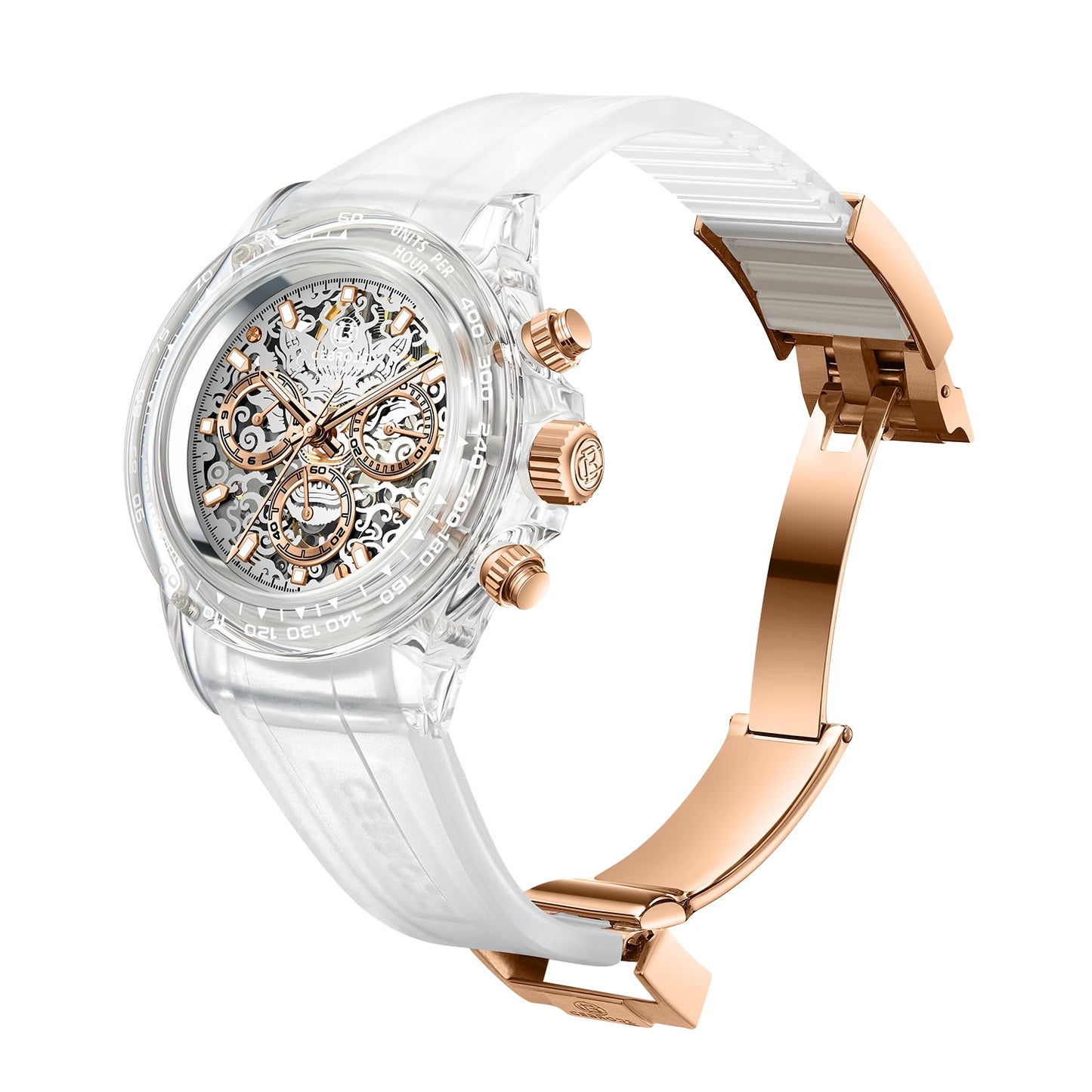 CEBRODZ Crystal Chronograph High-transparency Sapphire Mechanical Watch for Men Luxury Lightweight Wristwatches 165122A