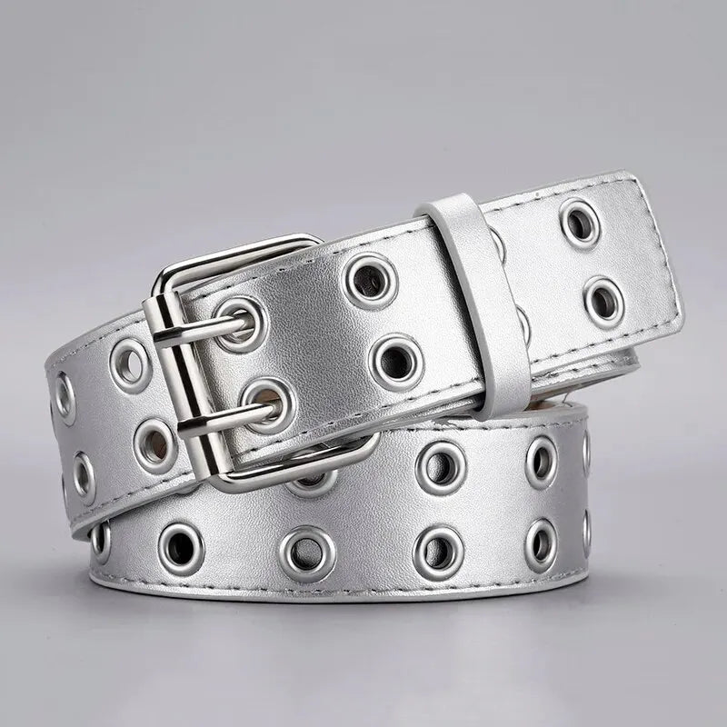 Punk Belt Unisex Double Hole Punch Free Hip Hop Casual