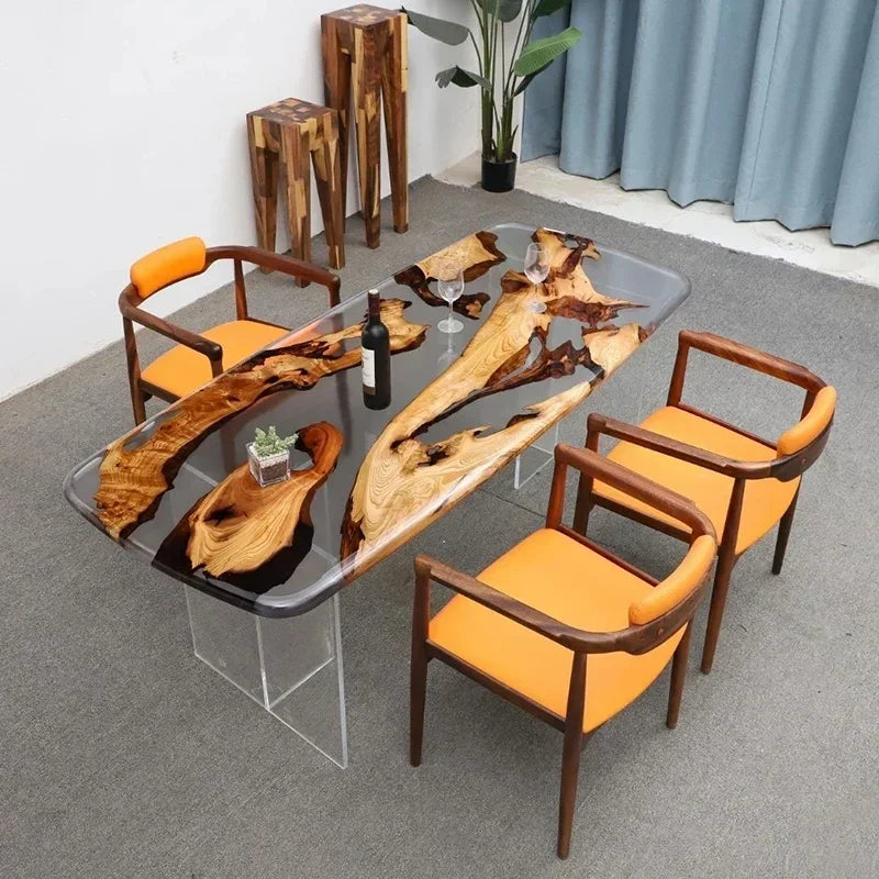 Teglex Epoxy Crystal Coffee Table | Live-Edge Solid Walnut & Rosewood