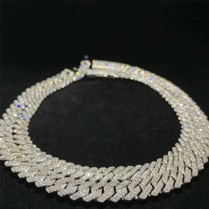 VVS Moissanite Cuban Link Chain 925 Silver 10-14mm
