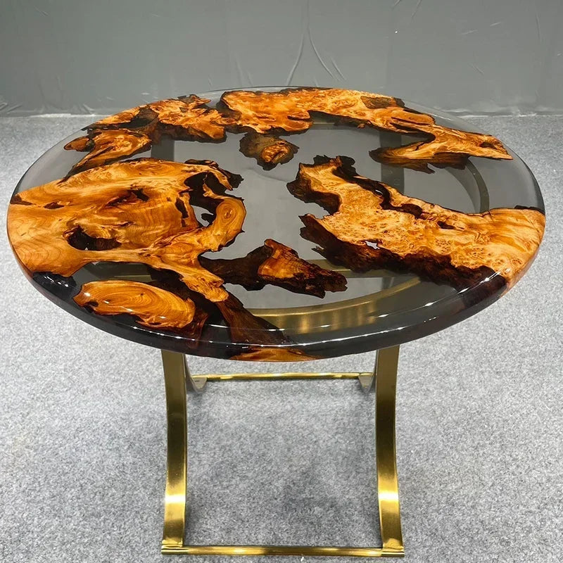 Teglex Epoxy Crystal Coffee Table | Live-Edge Solid Walnut & Rosewood