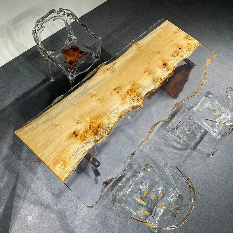 Teglex Epoxy Crystal Coffee Table | Live-Edge Solid Walnut & Rosewood