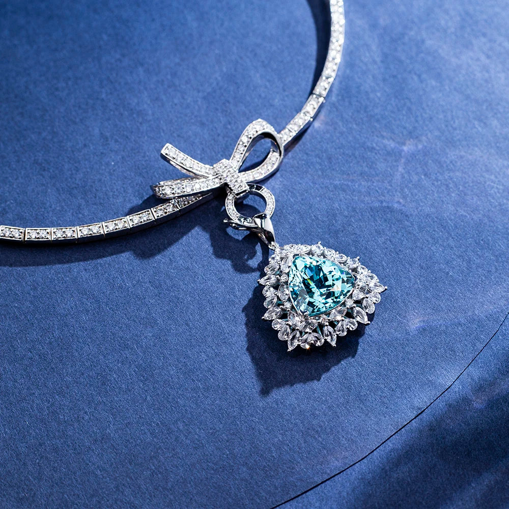 Lab Grown Diamond Necklace | 9K White Gold | Custom Fine Jewelry