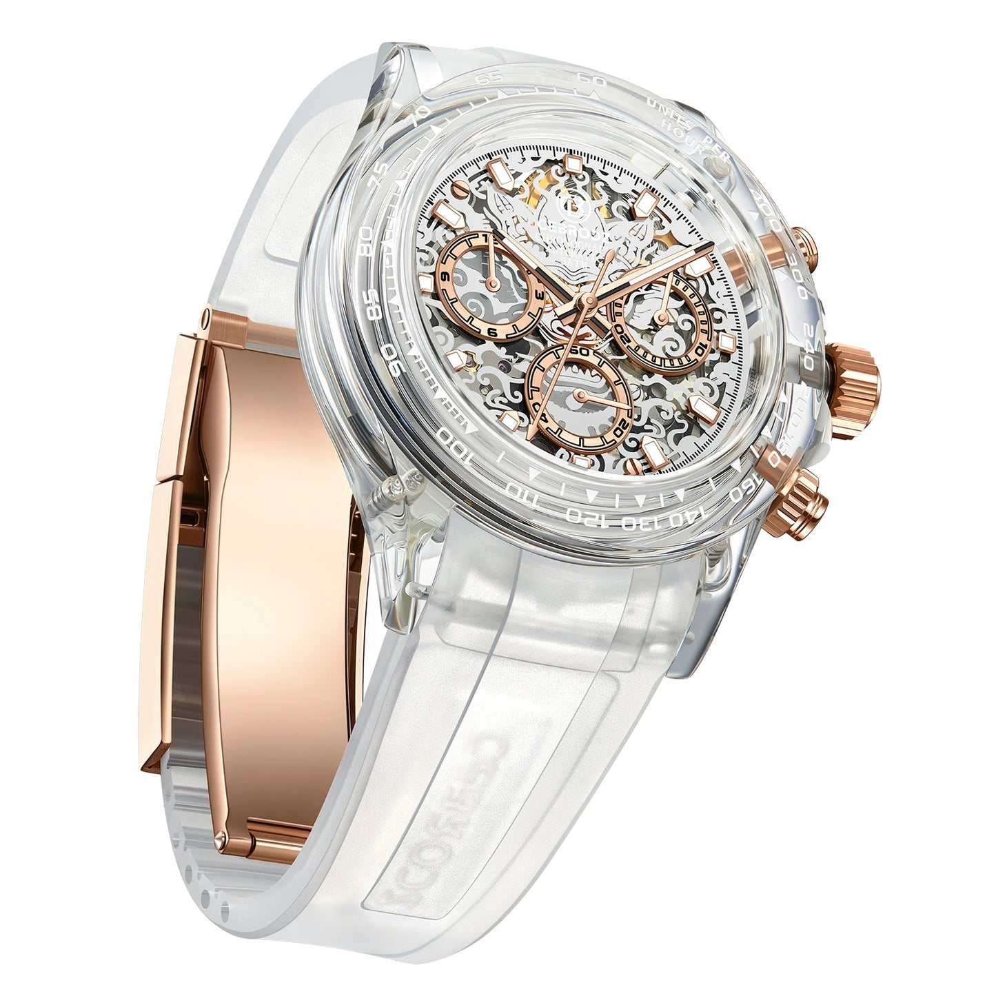 CEBRODZ Crystal Chronograph High-transparency Sapphire Mechanical Watch for Men Luxury Lightweight Wristwatches 165122A