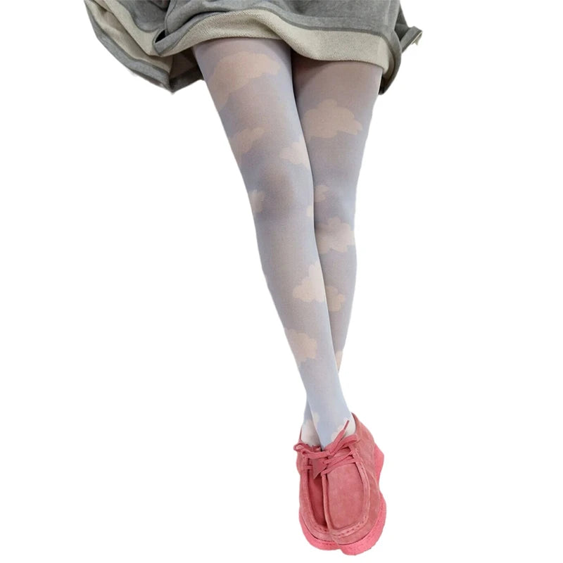 Tie Dye Patterned Pantyhose Hollow Mesh Tights Grunge
