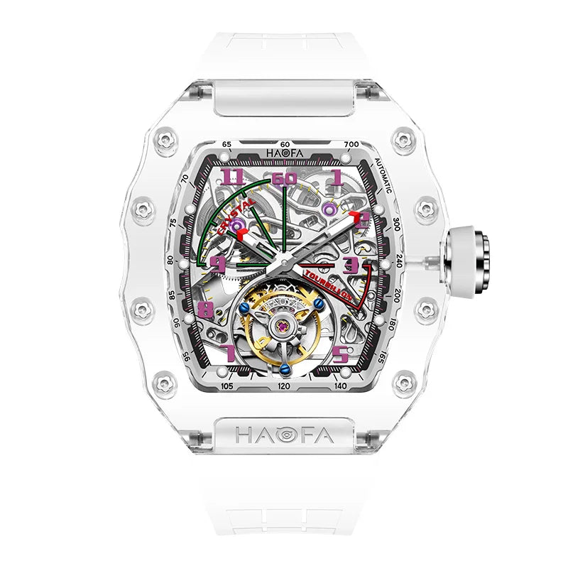 Haofa Tourbillon Crystal Transparent Automatic Watch | Sci-Fi Luxury