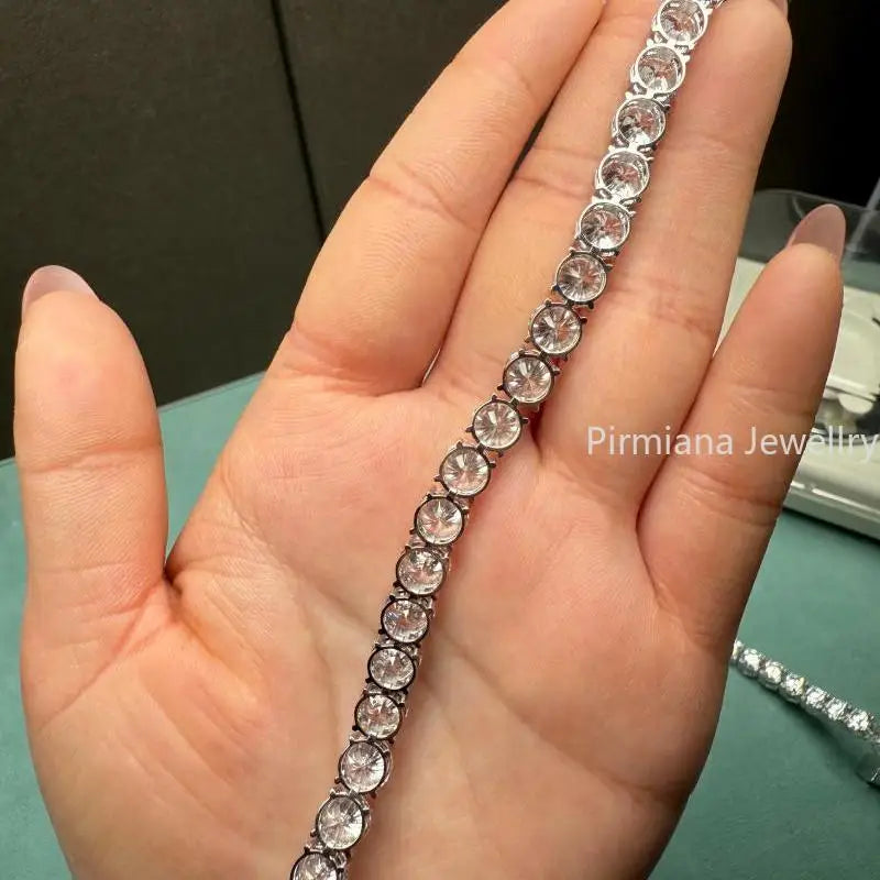 Pirmiana 18k White Gold 1ct Each Round D VS1 Lab Grown Diamond Tennis Bracelet Engagement for Women