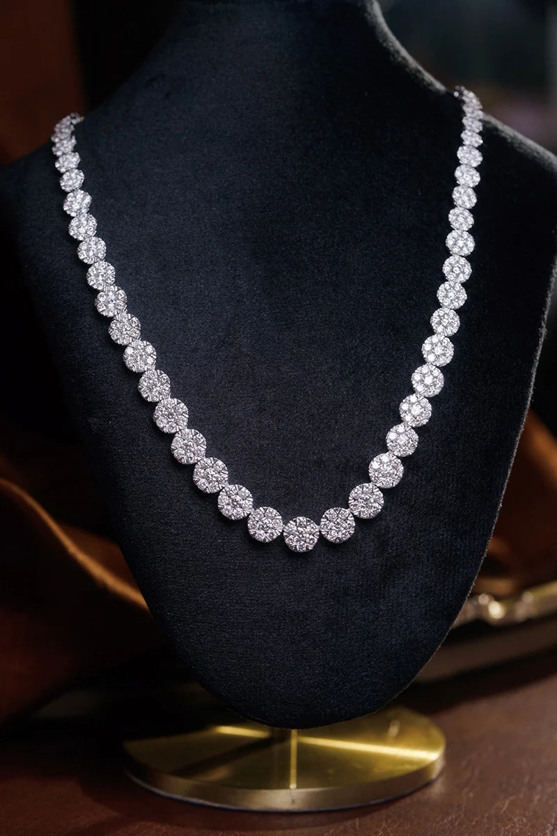 KUGG 100% 18K White Gold Necklace Luxury Elegant Style 16.50carat Real Natural Diamond Necklace for Women High Party Jewelry