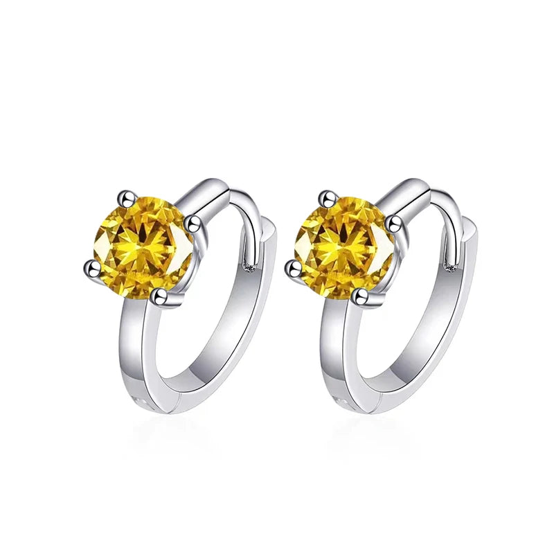 Moissanite Huggie Hoop Earrings – Sterling Silver