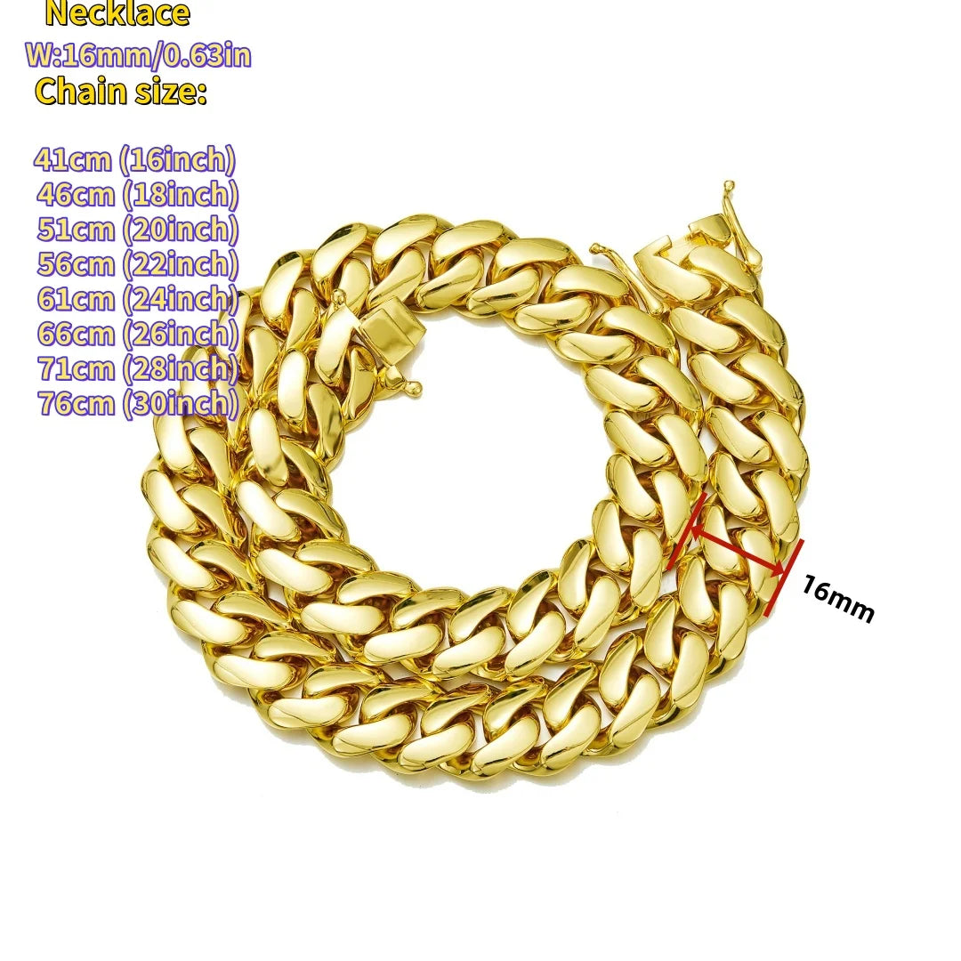 8-22mm Cuban Miami Link Chain 18K Gold Plated