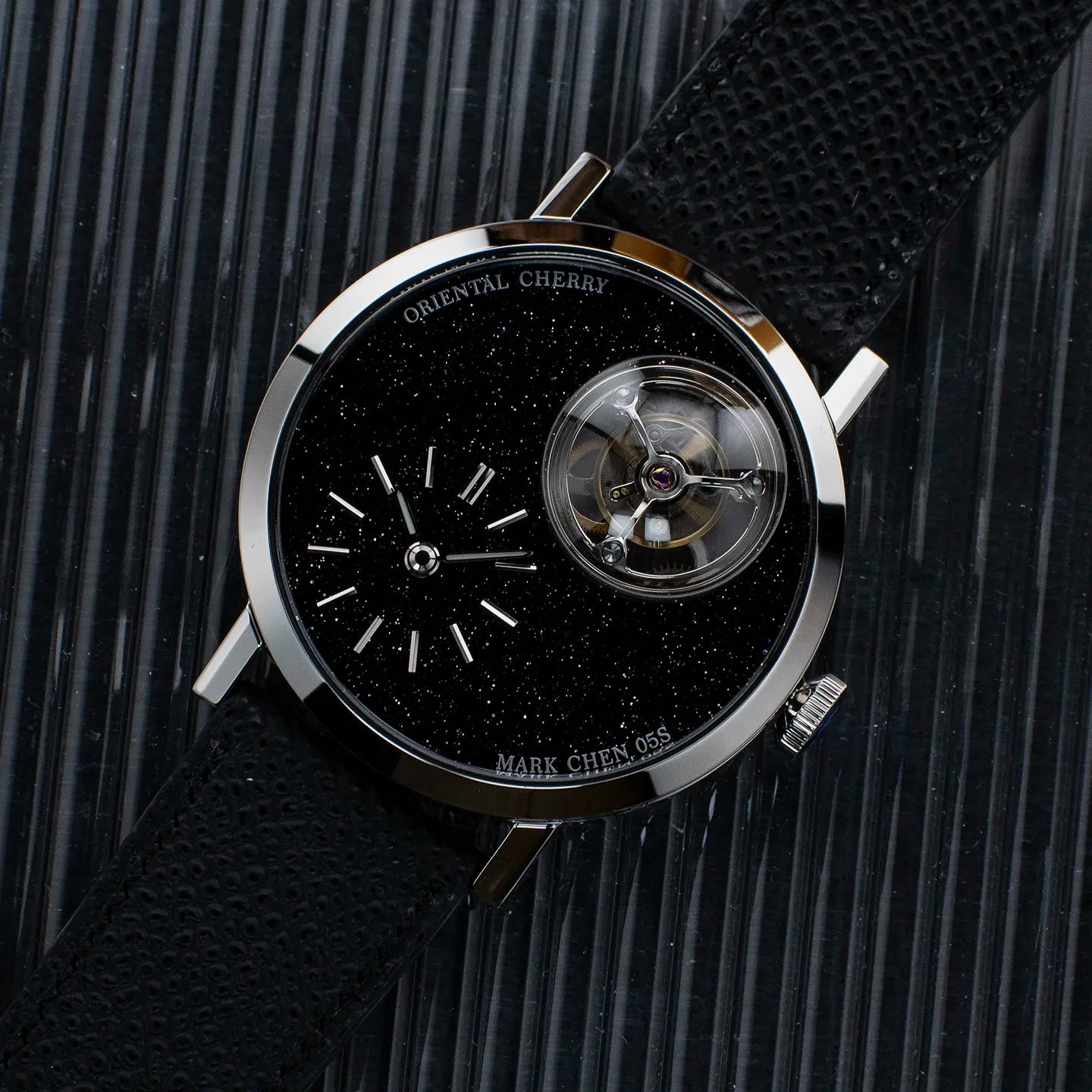 Convex Crystal Jichen Cherry Blossom MC-05 Tourbillon Mechanical Men's Watch Blue Sandstone Lapis Lazuli Custom Suspension 6340