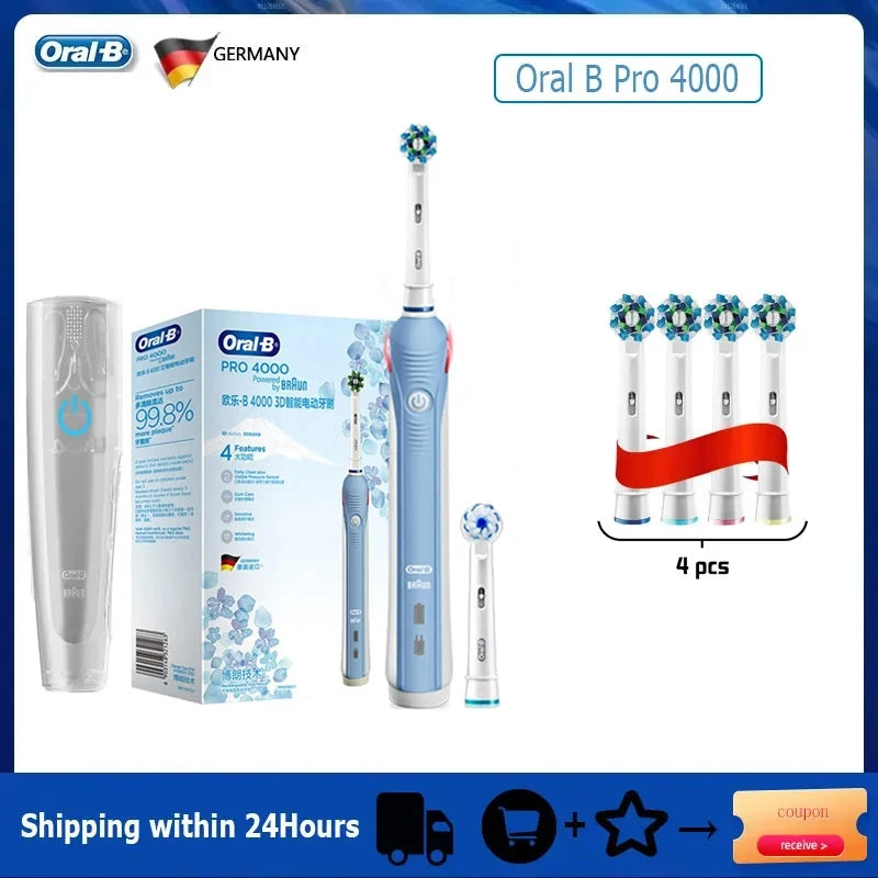 Oral-B Pro 4000 Electric Toothbrush 3D Action 4 Modes
