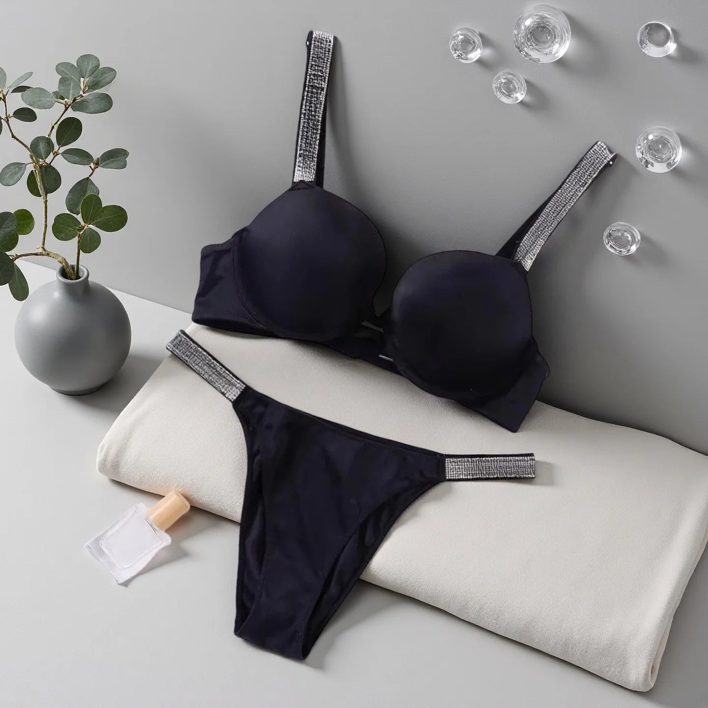 Women's Padded Push Up V-Neck Lingerie Set | Sporty Bra