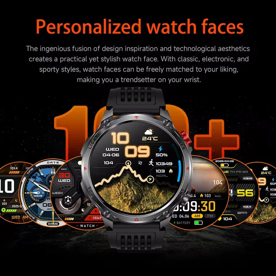 T-Rex Pro Military Smartwatch 5ATM AMOLED Dual-Band Casual
