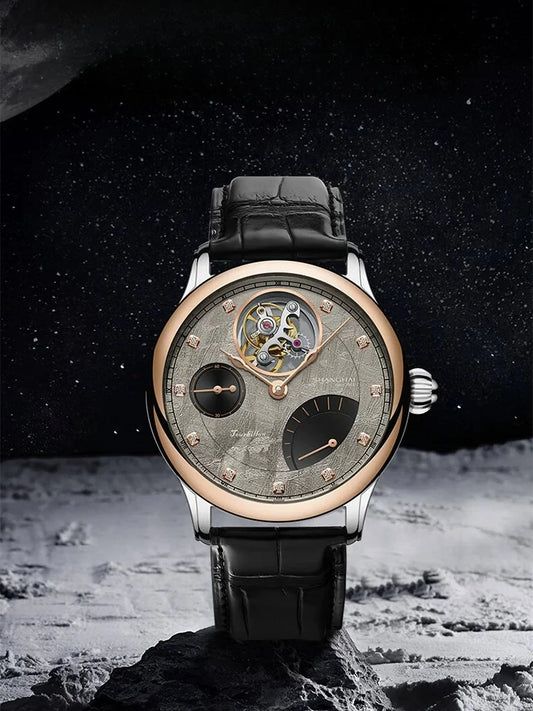 Fashion watch men's bezel 18K gold vast meteorite dial tourbillon revival series eccentric mechanical watch men