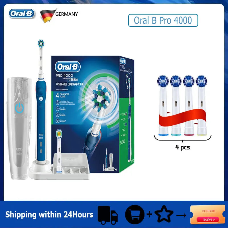Oral-B Pro 4000 Electric Toothbrush 3D Action 4 Modes