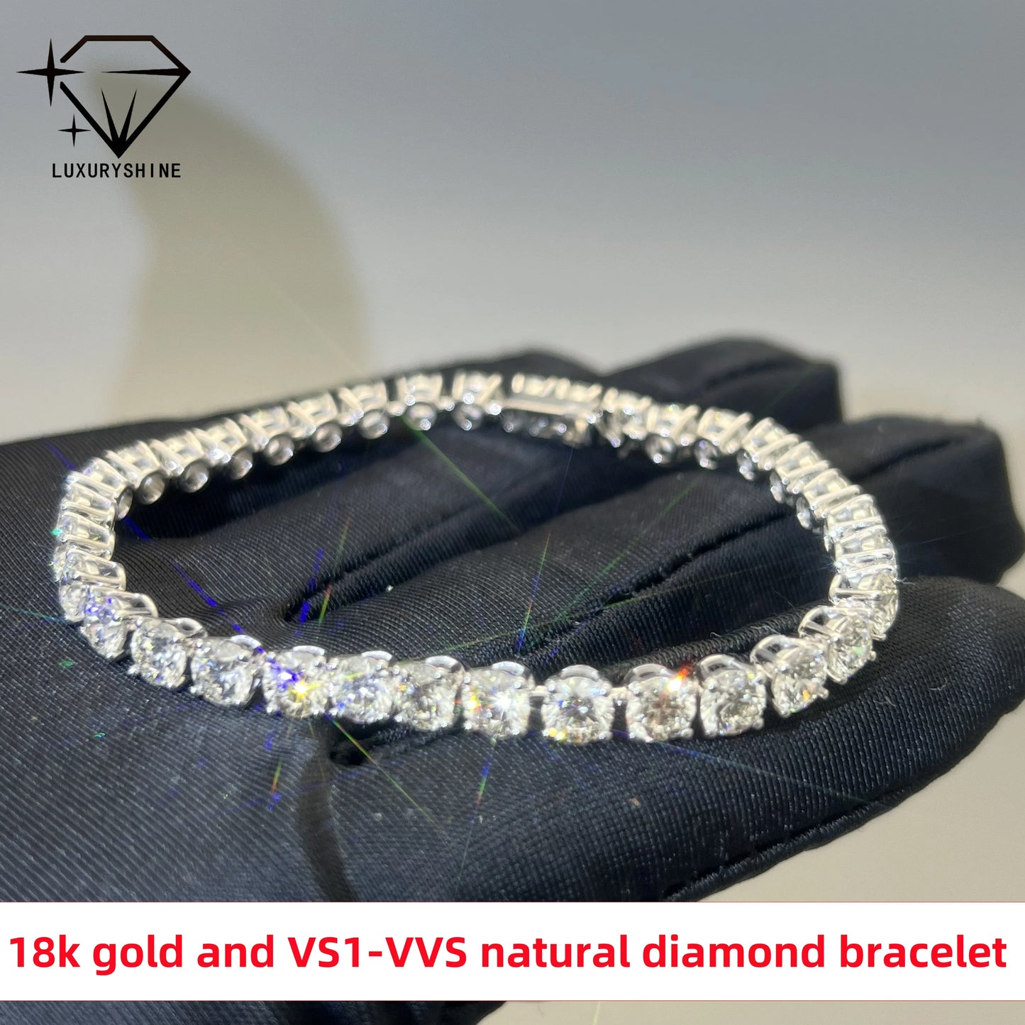 18K White Gold Diamond Tennis Bracelet VVS-VS1 IGI Certified