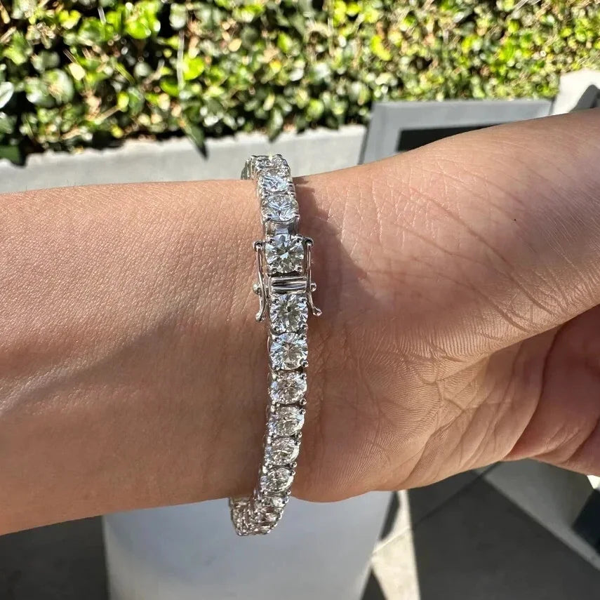5MM Each Round Lab Grown VS-VVS DEF Diamond Men's & Women's Tennis Bracelet 14k White Gold Fine Jewelry
