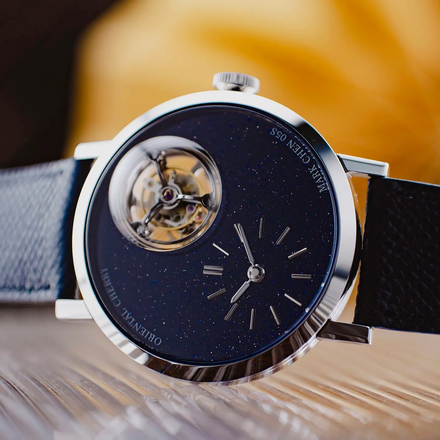 Convex Crystal Jichen Cherry Blossom MC-05 Tourbillon Mechanical Men's Watch Blue Sandstone Lapis Lazuli Custom Suspension 6340