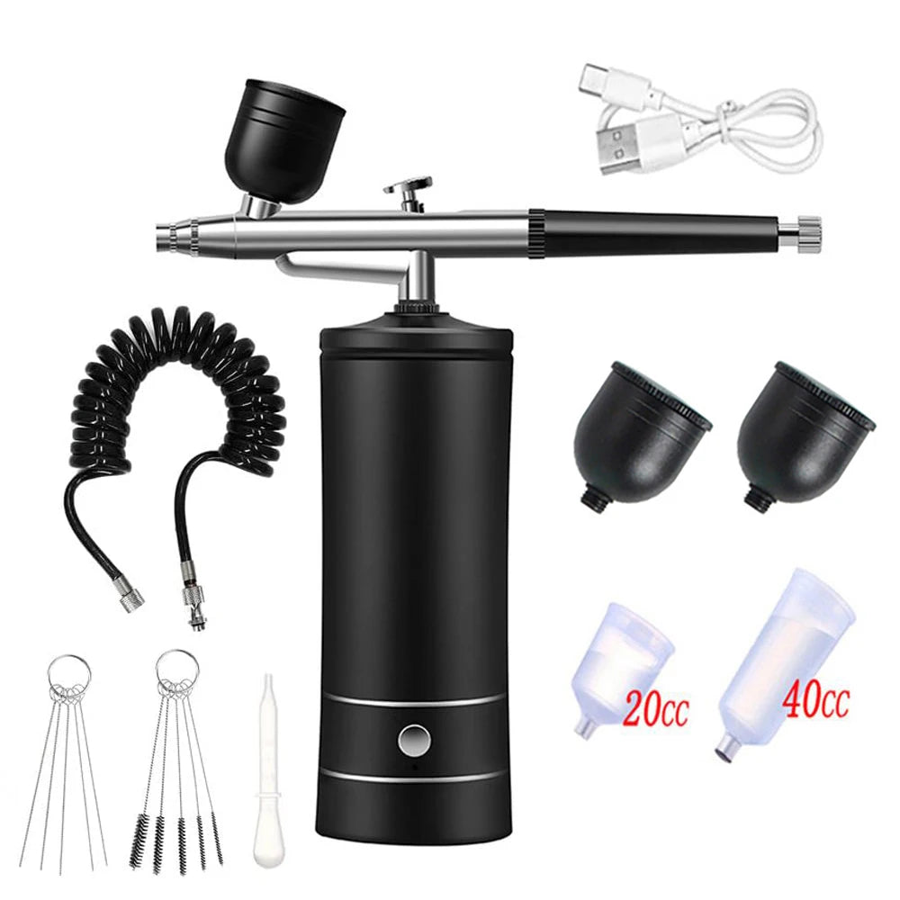 Mini Airbrush Nail Art Kit with Compressor – USB Charge