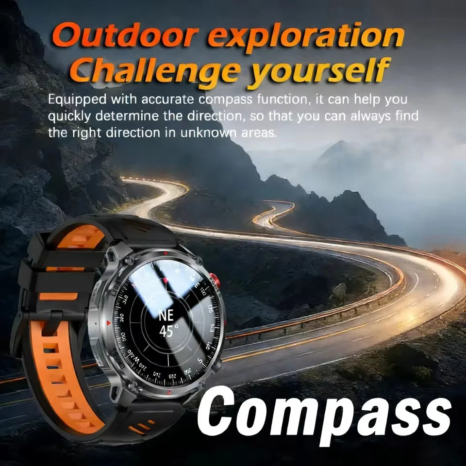 Military Tactical Smartwatch 5ATM GPS 1100mAh Bluetooth Call Men