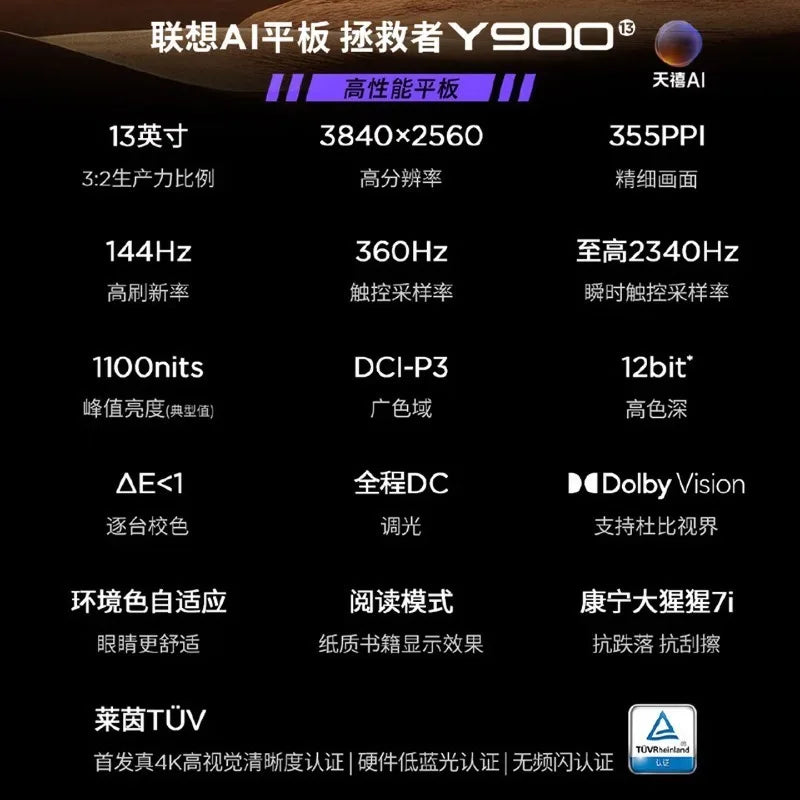 Lenovo Legion Y900 13" 144Hz Gaming Tablet Snapdragon 8