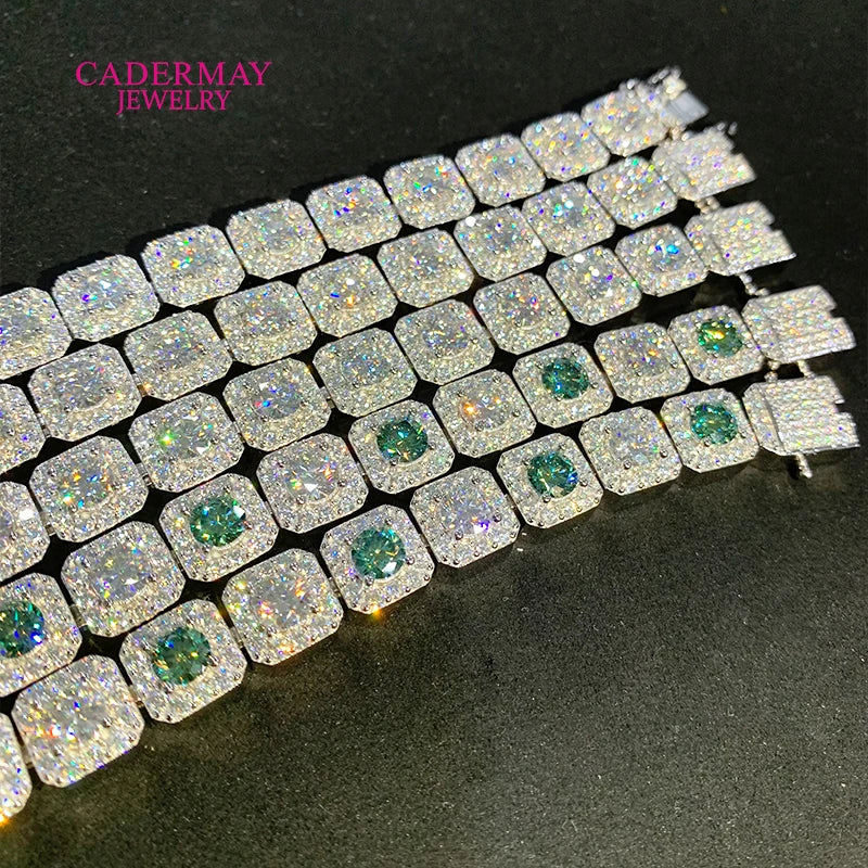 Green Moissanite Tennis Chain & Bracelet 925 Silver
