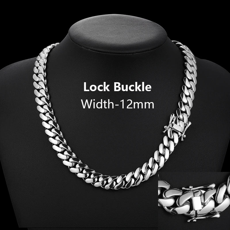 S925 Silver 18K Gold Miami Cuban Link Chain Necklace for Men